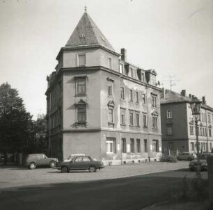 Dresden-Kaditz, Rankestraße 26. Wohnhaus (um 1900). Eckansicht von Westen