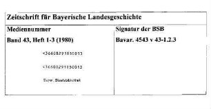 Zeitschrift für bayerische Landesgeschichte : ZBLG. 43. 1980