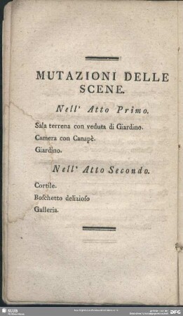 Mutazioni Delle Scene / Verwandlungen der Scenen