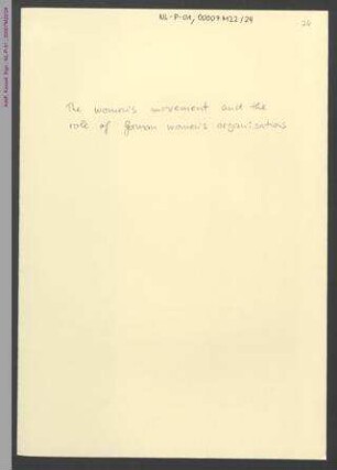 The women's movement and the role of German women's organisations