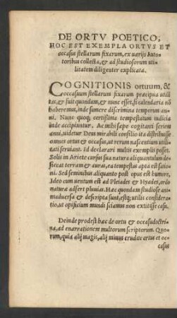 De Ortu Poetico, Hoc Est Exempla Ortus Et occasus stellarum fixarum, ex variis Autoribus collecta, et ad studiosorum utilitatem diligenter explicata.
