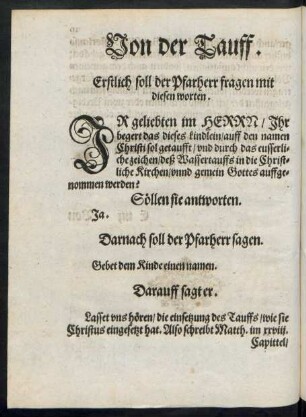 Von der Tauff.