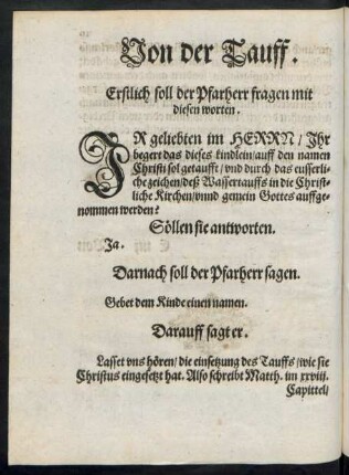 Von der Tauff.