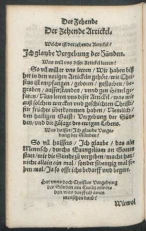 Der Zehende Artickel.