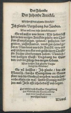 Der Zehende Artickel.