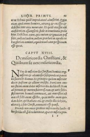 Caput XVIII. De misericordia Christiani, & Quidnam sit vere misericordia.