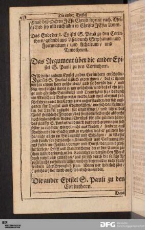 Die ander Epistel S. Pauli zu den Corinthern.