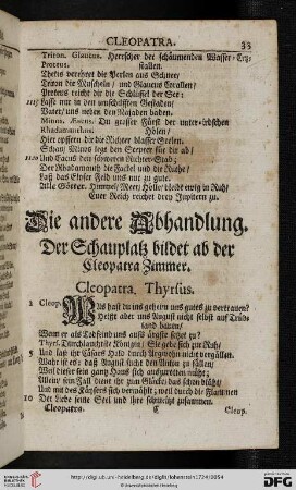 Die andere Abhandlung: Der Schauplatz bildet ab der Cleopatra Zimmer
