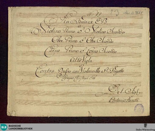 Symphonies - Don Mus.Ms. 1665 : E|b; MurR A30