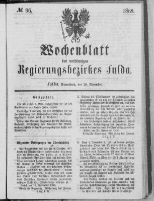 No. 96., Ausgabe vom 28. November 1868