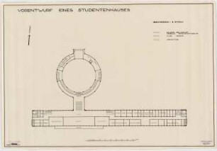 Studentenhaus, Berlin-Charlottenburg: Vorentwurf, Grundriss 2. OG 1:200
