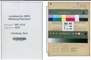 Entnazifizierung Anni Humburg , geb. 30.06.1917 ()