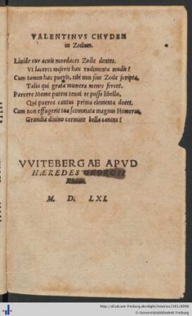 Valentinus Chuden in Zoilum.