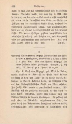498-503 [Rezension] Wolfsgruber, Cölestin, Christoph Anton Kardinal Migazzi, Fürsterzbischof von Wien