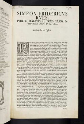 Simeon Fridericus Rues, ...