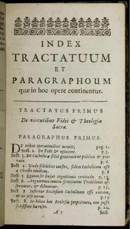 Index Tractatuum et Paragraphoum quae in hoc opere continentur.