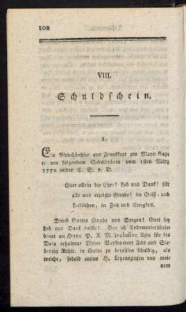 VIII. Schuldschein.