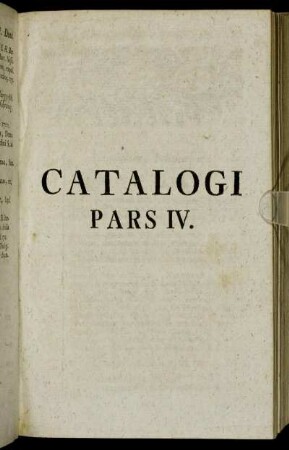 Catalogi Pars IV.