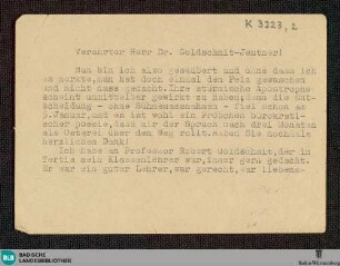 Postkarte von Emil Strauß an Rudolf K. Goldschmit-Jentner vom 11.04.1949 - K 3223, 2
