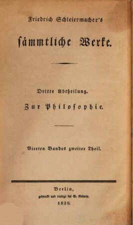 Friedrich Schleiermacher's literarischer Nachlaß, Zur Philosophie. 2,2