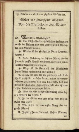 Sieben und Zwanzigster Abschnitt. Von der Mythologie oder Götter-Lehre.