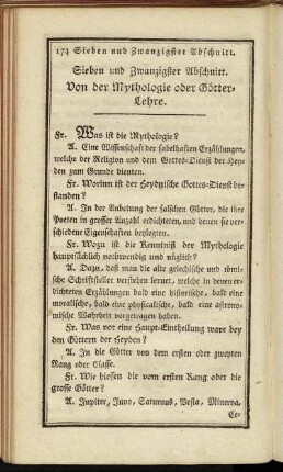 Sieben und Zwanzigster Abschnitt. Von der Mythologie oder Götter-Lehre.