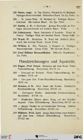 Handzeichnungen und Aquarelle (Nr. 242-282)