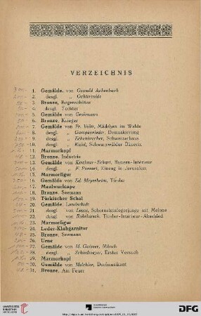 Verzeichnis (Nr. 1-625)