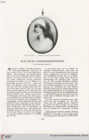Zum neuen Urheberrechtsgesetz