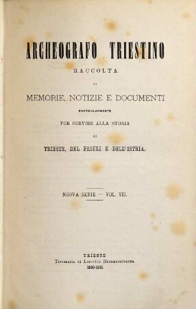 Archeografo triestino. 7. 1880/81