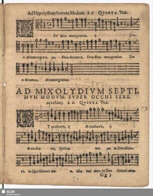 Ad mixolydium septimum modum: super occhi sereni e chiari. à 6