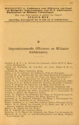 B. Gepensionneerde officieren en militaire ambtenaren