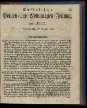 32tes Stück. Montag, den 3ten August 1807