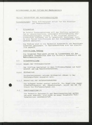 Fach: Kurzschrift und Maschinenschreiben