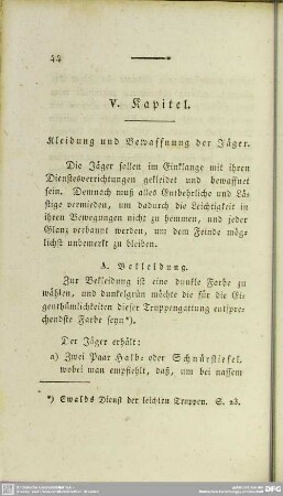 V. Kapitel. Kleidung und Bewaffnung der Jäger