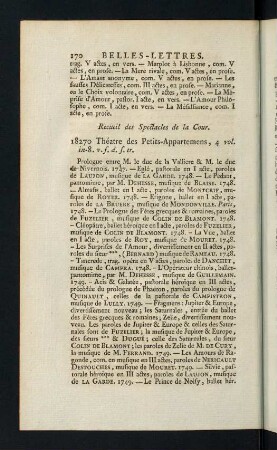 170-176, Recueil des Spectacles de la Cour