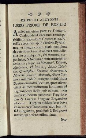 Ex Petri Alcyonii Libro Priore De Exsilio