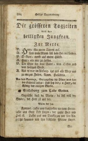 Die grösseren Tagzeiten von der heiligsten Jungfrau.