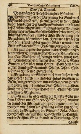 Cap. VII. Von gnädiger Vergebung der Sünden