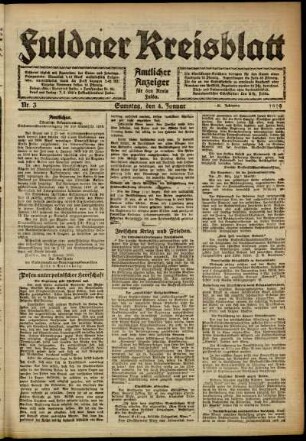 Ausgabe vom Samstag, den 04. Januar 1919.