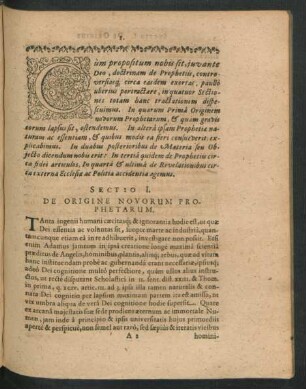 Sectio I. De Origine Novorum Prophetarum.