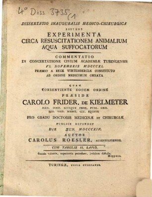 Experimenta circa resuscitationem animalium aqua suffocatorum