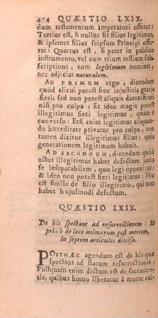 Quaestio LXIX. D ehis spectant ad resurrectionem : Et primò de loco animarum post mortem, in septem articulos divisa.