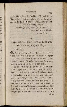 79. Erzählung einer traurigen Jugendgeschichte von einem ungerathenen Sohn