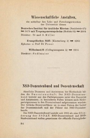 34-37, NSD-Dozentenbund und Dozentenschaft