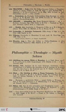 Philosophie – Theologie – Mystik – Sekten (Nr. 1013-1039)