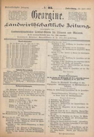 Fünfundfünfzigster Jahrgang. No. 25. Insterburg, 23. Juni 1887.