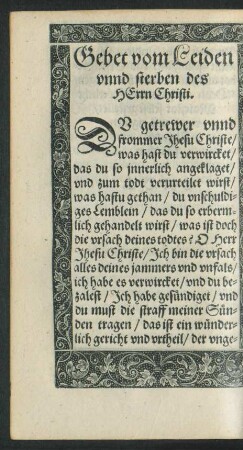 Gebet vom Leiden unnd sterben des Herrn Christi.