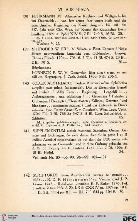 VI. Austriaca (Nr. 138-168)