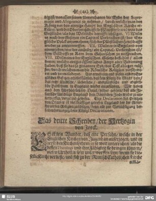 Das dritte Schreiben, der Hertzogin von Jorck